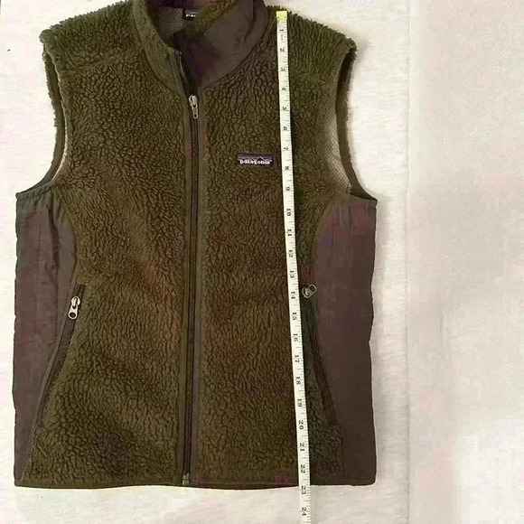 Patagonia Women’s Retro X Sherpa Olive Green Full Zip Fleece Vest Size Medium - Picture 6 of 11
